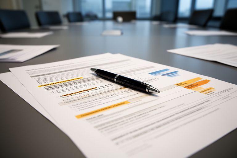 Commercial lease document spread across a boardroom table with a pen and marked termination clauses